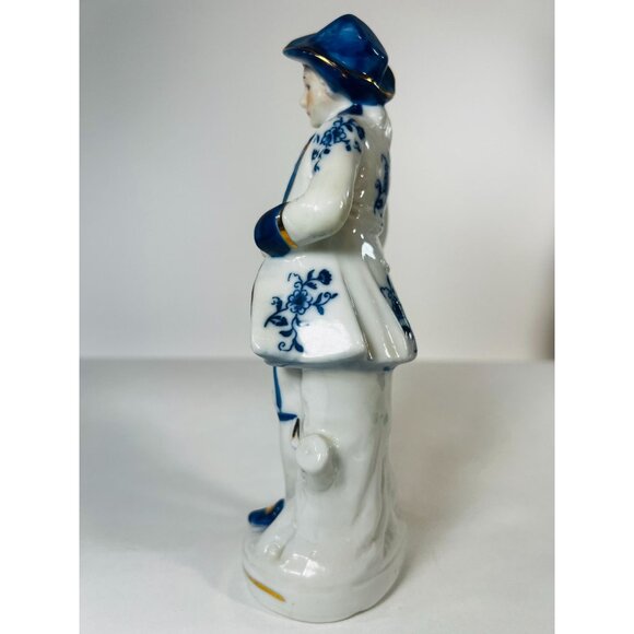 Vtg Korean Porcelain Figurine Of Musician Guitar Blue White Hand-Painted Decor - Picture 2 of 11